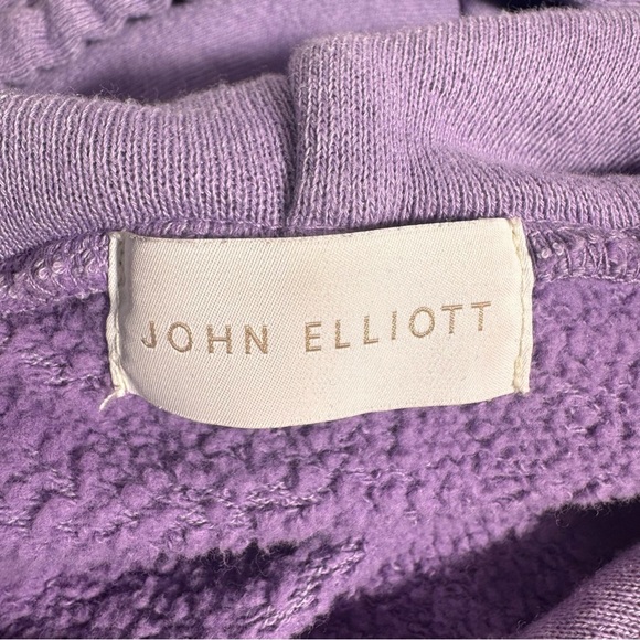 John Elliott Purple Cropped Vintage Fleece Hoodie Size 2 = Medium - Picture 13 of 16